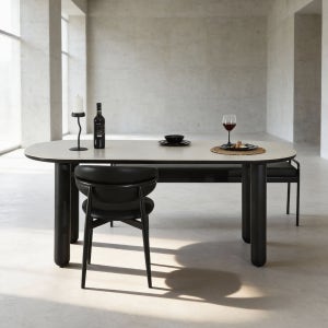 라움에스알 네로 세라믹 식탁 4인용 6인용 테이블 포세린 1800mm, 블랙