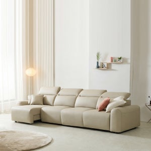 기간행사,드뮤어 통방석 독일오킨사모터 이지클린가죽 모션 리클라이너소파 크림그레이, 5인용