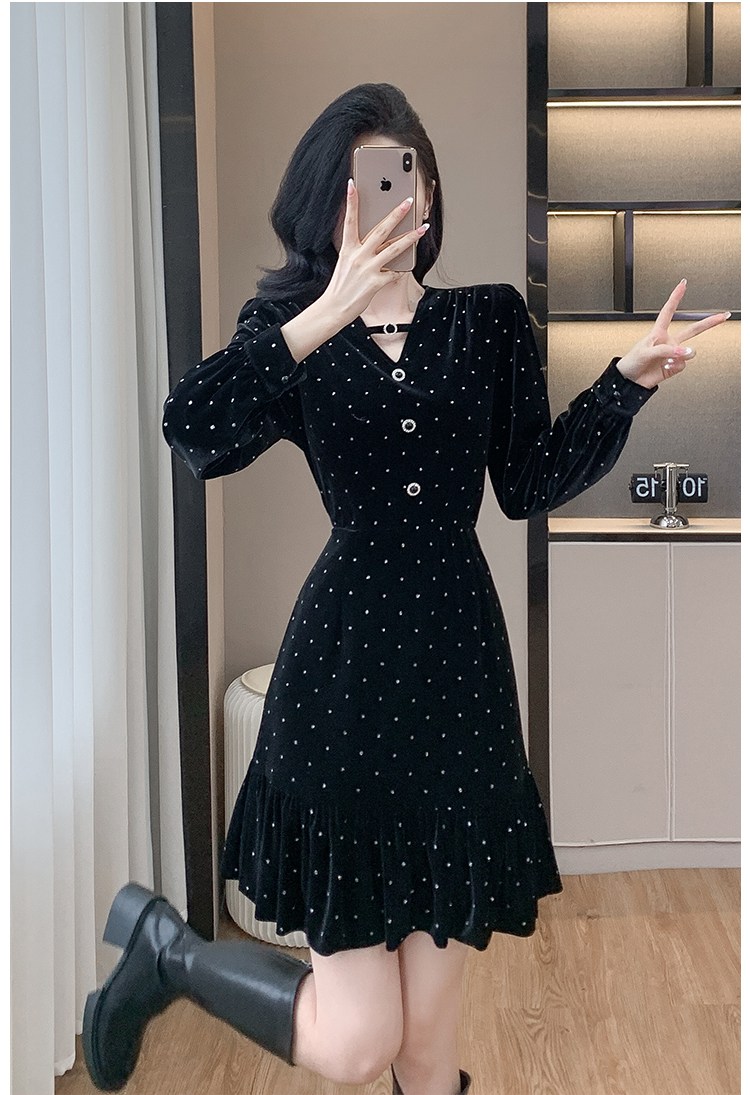 머메이드 블랙 스커트 고퀄리티 세련되게 떨어지는핏 벨벳 원피스