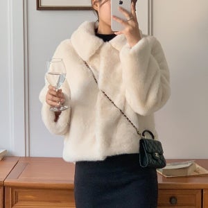 자체제작 겨울 여성 퍼자켓 카라 페이크 에코퍼 빅사이즈 크림 블랙 연말룩 모임 재킷