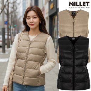 밀레여성조끼 모아 V넥 오리털 덕베스트