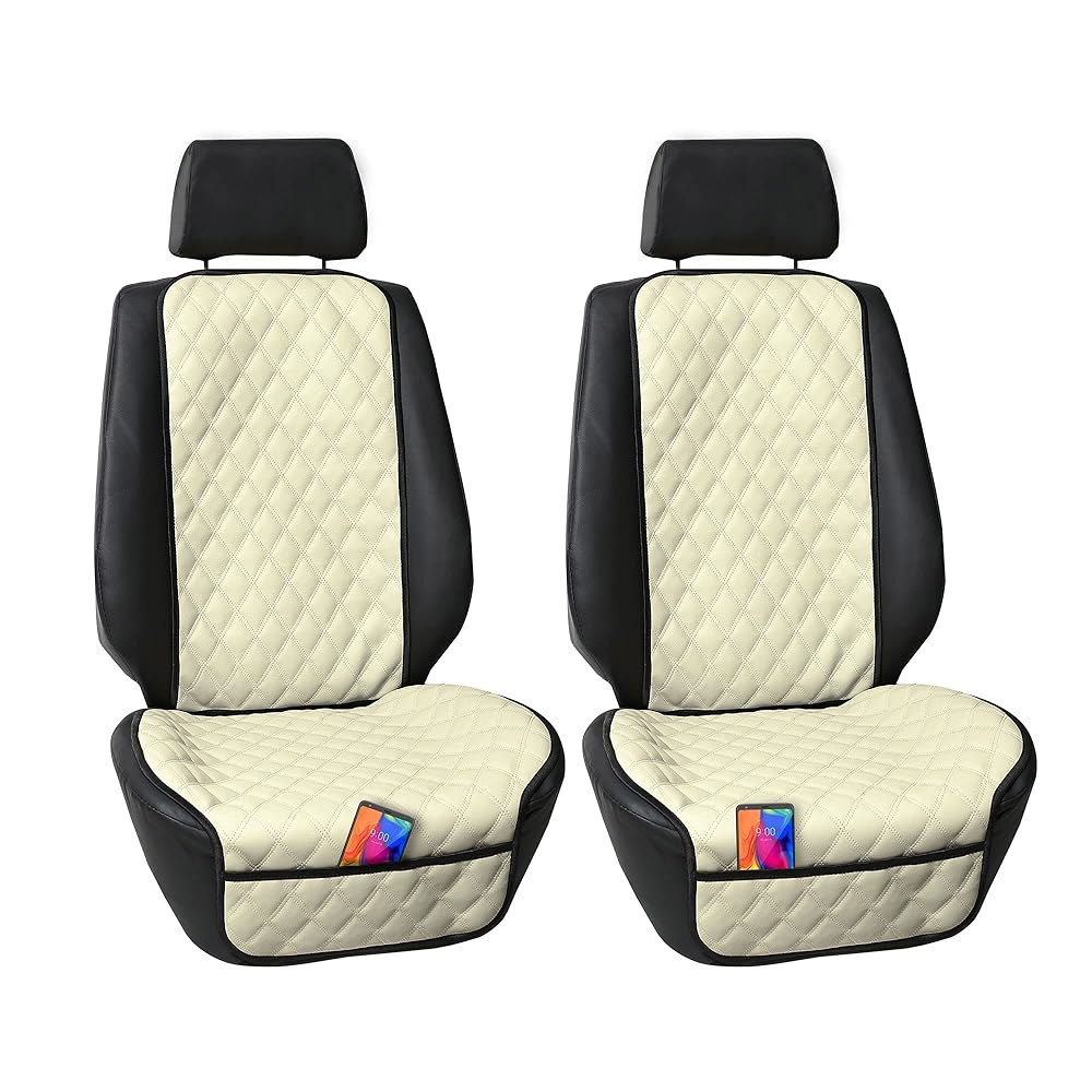 FH 그룹 카시트 커버 쿠션 네오<b>수프림</b>- 카트럭 SUV용 2팩 시트 커버, 베이지 인조 가죽 쿠션, 방수 유니버설 핏 <b>프로텍터</b> Gray