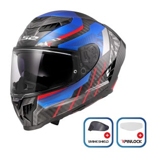LS2 오토바이 풀페이스헬멧 FF807 드래곤 트랙스 블루 레드 카본 핀락 스모크쉴드