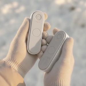 듀얼스틱 손난로 보조배터리 충전식 휴대용 USB 양손 전기 핫팩 크림화이트