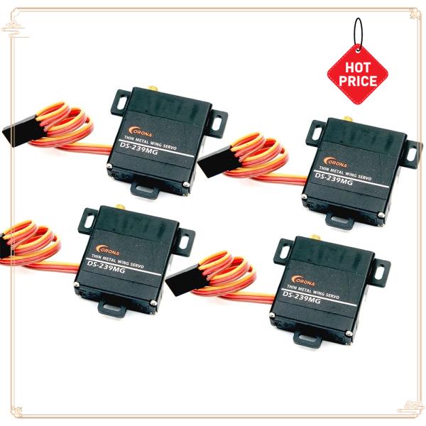 4PCS <b>코로나</b> DS239MG 디지털 슬림 윙 서보 (메탈 기어) 4.6kg / 0.15초 22g RC 글라이더 라디오 컨트롤 모델