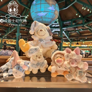 상해 디즈니랜드 25년 홈 시리즈 곰돌이푸 이요르 티거 인형 키링 키홀더