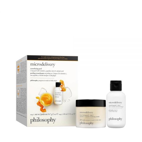 필로소피 Philosophy microdelivery 비타민 C 재포장 필 키트 - 젖산 및 해바라기 <b>씨</b> 오일 포함 거친 질감을 매끄럽고 균일한 피부 톤을 만들고 잔주름을 최소화하