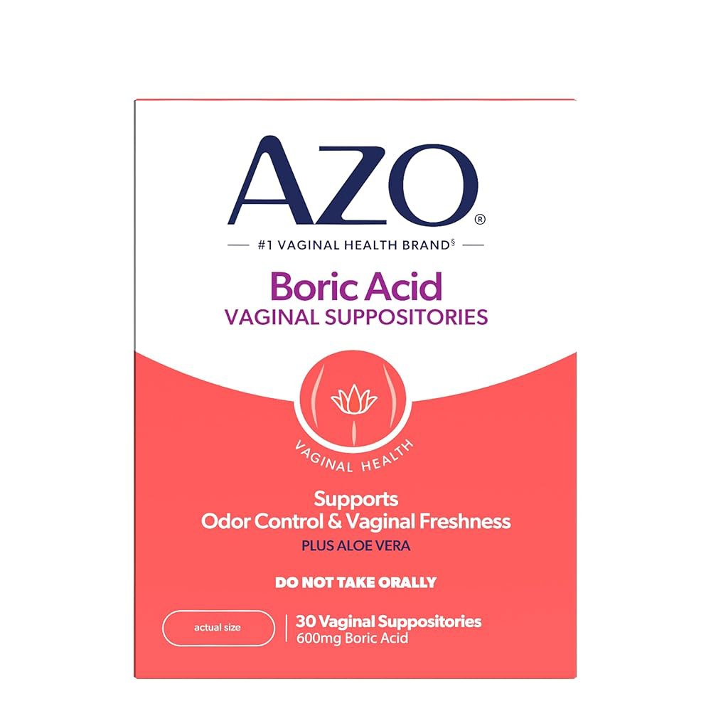 AZO <b>붕산 질 좌약</b> 임상적으로 연구된 비 변형 30 카운트로 냄새 조절 및 친밀한