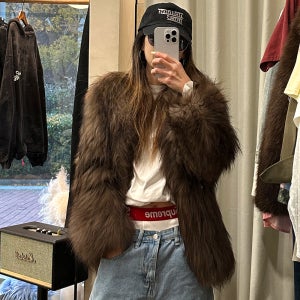 브라운퍼 리얼퍼 자켓 raccoon fur jk