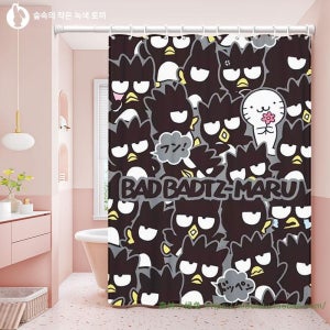 배드바츠마루 샤워 커튼 귀여운 방수 두꺼운 노드릴 칸막이 산리오 배드바츠마루 스시 시리즈 폭 80cmx높이 180cm