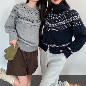 노르딕 니트집업 여성 니트 가디건 모음전