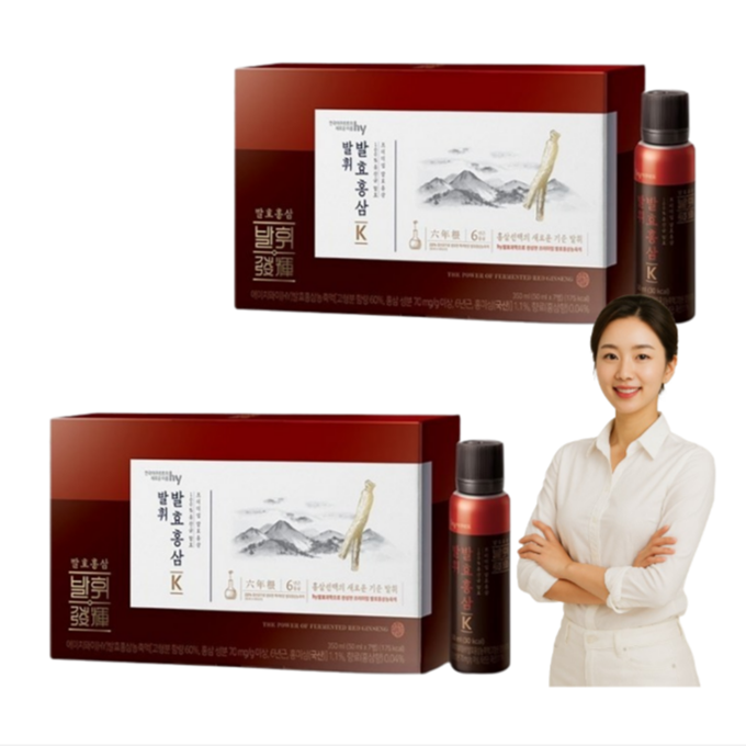[한국야쿠르트] <b>발휘 발효 홍삼</b> 케이 <b>홍삼</b>농축액 부모님 선물 (50ml X 7병) x 2개