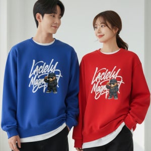 LM힙합베어맨투맨 국내생산 남여공용 빅사이즈 특양면 기모 커플 남성 남자 여성 여자 오버핏