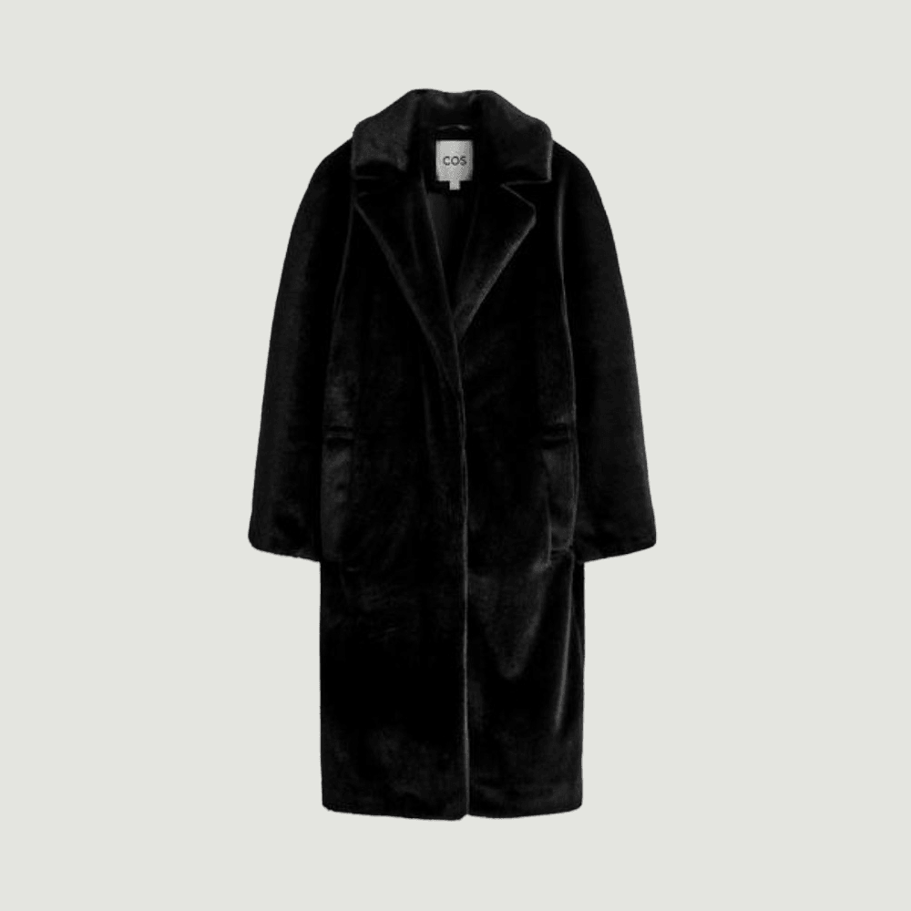 COS 코스 페이크 퍼 롱코트 FAUX FUR LONG COAT 블랙