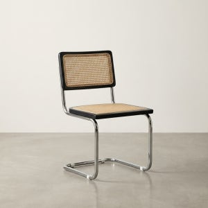 라탄 고무나무 원목 식탁 의자 블랙