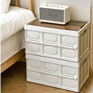 우드 폴딩 캠핑 테이블박스 2p 385x270x210mm, 1단, 베이지