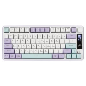 지클릭커 오피스프로 WK50 사일런스 M 텐키리스 78키 RGB 풀윤활 방수 LCD 무소음 무선 블루투스 게이밍 키보드 민트 맷 퍼플