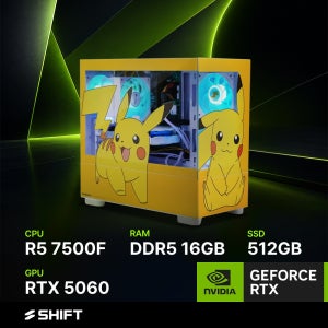 주연테크 시프트 AMD 라이젠5 7500F RTX 5060 DDR5 16G NVMe 512G 게이밍 컴퓨터 PKP75F56 포켓몬스터
