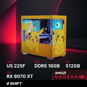 주연테크 시프트 인텔 코어 울트라5 225F RX 9070 XT DDR5 16G NVMe 512G 게이밍 컴퓨터 PKP225F97XT2 포켓몬스터