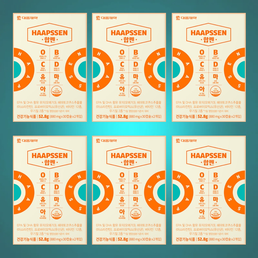 <b>대웅제약</b> 올인원 종합 영양제 합쎈 합센 합쌘 합샌 60캡슐 6개 박스 약 6개월분