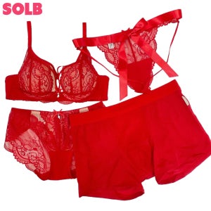 솔브 섹시 빨간 커플속옷 건강 새해 복 선물 빅사이즈 브라 G컵 F E D C B A