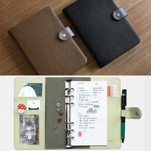 A6 새틴 6공 레이어북 바인더 가죽 다이어리 직장인 비즈니스 업무 단체 플래너