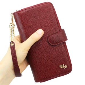 레온 천연가죽 지퍼형 다이어리 지갑 케이스 와인, 갤럭시A퀀텀-A71 5G용