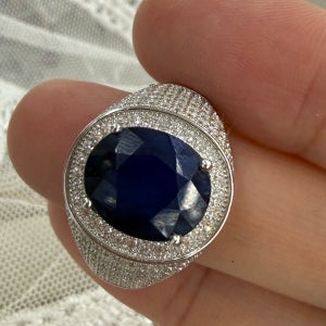 남자 사파이어 원석 반지 실버925