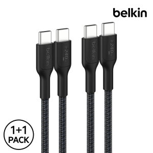 벨킨 240W USB-C to C 브레이디드 충전 케이블 CAB025fq 블랙, 2개, 2m