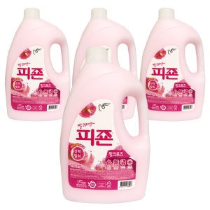 피죤 섬유유연제 용기 핑크로즈, 2.5L, 4개