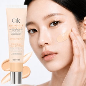 GIK 허스킨 기능성 올인원 물광 커버력 좋은 촉촉 자외선차단 파운데이션 원컬러, 40g
