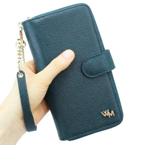 레온 천연가죽 지퍼형 다이어리 지갑 케이스 블루, 갤럭시A40 SM-A405S