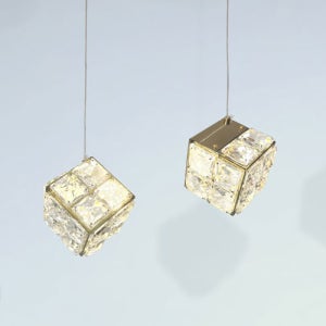 크리스탈큐브 LED 2구 팬던트조명