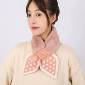 니트머플러 페이크퍼 고리 귀여운 쁘띠 목도리 크로스 여자 여성 5컬러