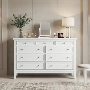 미라지가구 B480-31 에쉴리 원목 4단 화이트 와이드 서랍장