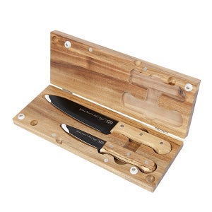 제드 키친보드 블랙나이프 캠핑 도마 칼 2종 오크우드 감성 전용 가방 세트