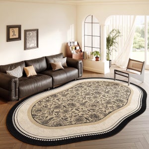 Radearl 빈티지 북유럽 비정형 러그 인조 양모 워셔블 거실 카페트 100x150cm