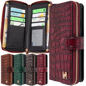 천연 소가죽 지갑 케이스 다이어리 지퍼 스트랩 크로커 와인, 갤럭시노트8(N950)