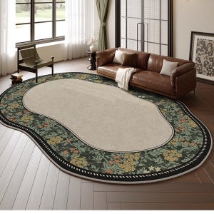 Radearl 빈티지 프렌치 러그 침대 거실 매트 비정형 카페트 120x160cm