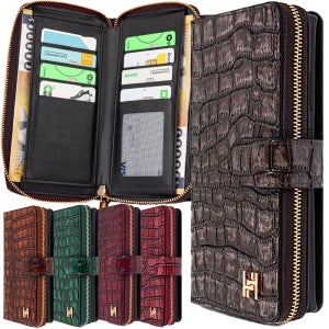 천연 소가죽 지갑 케이스 다이어리 지퍼 스트랩 크로커 블랙, 갤럭시A9프로(G887)