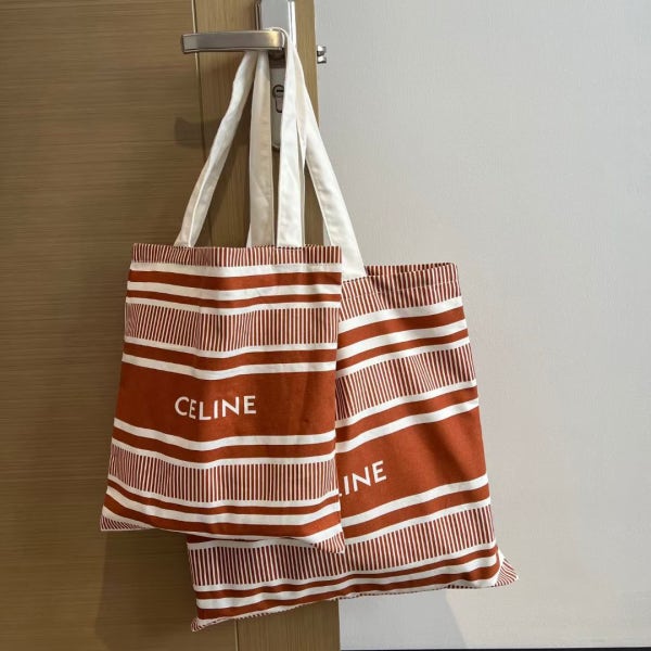 셀린느 CELINE 에코백 토트백 캔버스 브라운 스트라이프 뷰티 명품