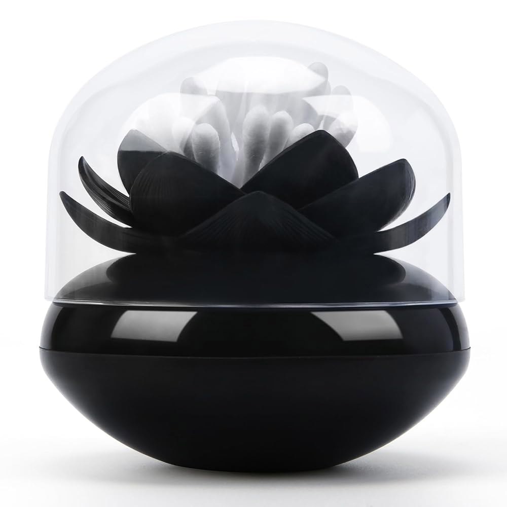 꽃 연꽃 면봉 홀더 버드 작은 QTips 상자 이쑤시개 용기 욕실 장식 - 블랙 Black