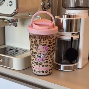 유니크한 조합! 레오파드+키티 빨대 텀블러