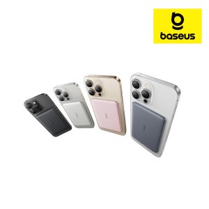 [50224] 베이스어스 보조배터리 초슬림 맥세이프 고속 충전 기내용 AM41 5000mAh, 핑크(CCC인증)