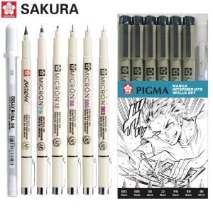 사쿠라 피그먼트 라이너 피그마 마이크론 중급자용 망가 7종 세트, 1개