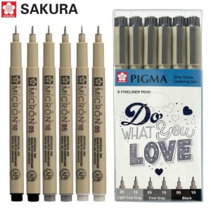 사쿠라 피그먼트 라이너 피그마 마이크론 모노톤 레터링 6종 세트, 1개