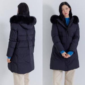 지센 여성 구스다운 폭스렉스 퍼 중기장 패딩 점퍼 LFFCPB01 BK