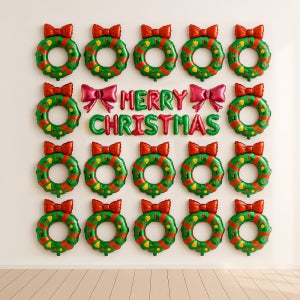 크리스마스 리스 풍선 은박풍선 셀프 대형 포토존 파티 풀 세트