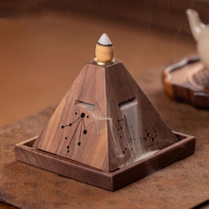 더큰솔 호두나무 원목 백플로우 인센스 홀더 타워 인텐스 향피우기 인센스콘 역류향받침