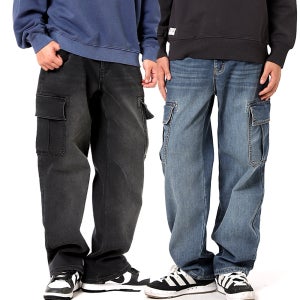 남자 겨울 기모 청바지 와이드 밴딩 카고